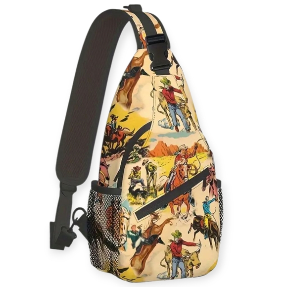 Handbags - NEW Cowboy Print Sling Bag